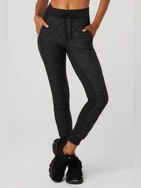 ALO YOGA Airbrush Winter Warm High-Waist Moto Puffer Pants - Black Size S